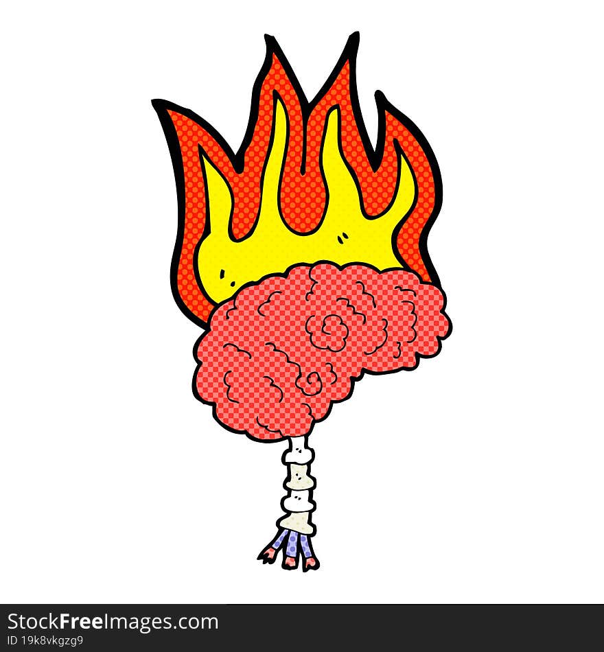 cartoon brain on fire