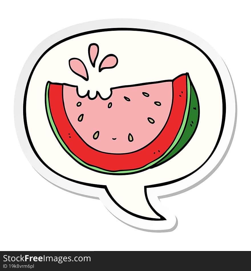 cartoon watermelon and speech bubble sticker