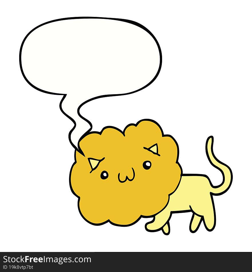 Cartoon Lion And Speech Bubble