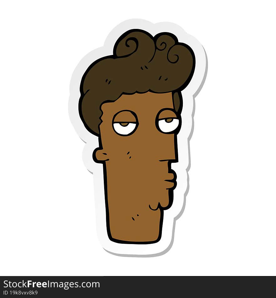 sticker of a cartoon bored mans face