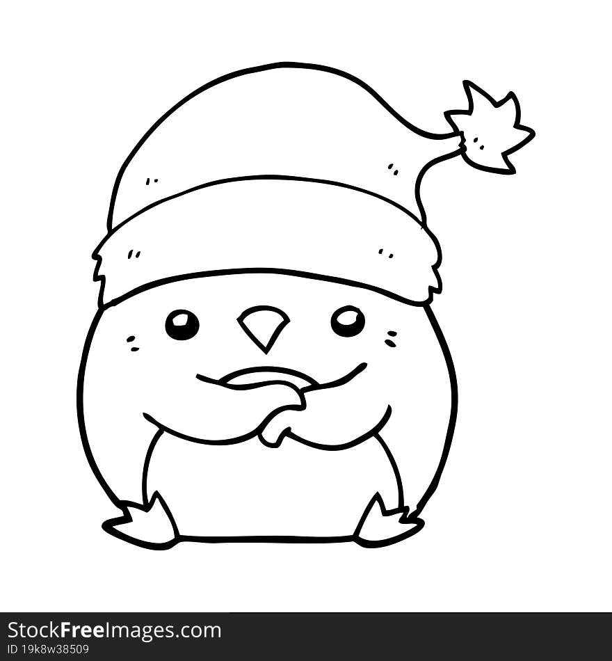 cute cartoon penguin wearing christmas hat