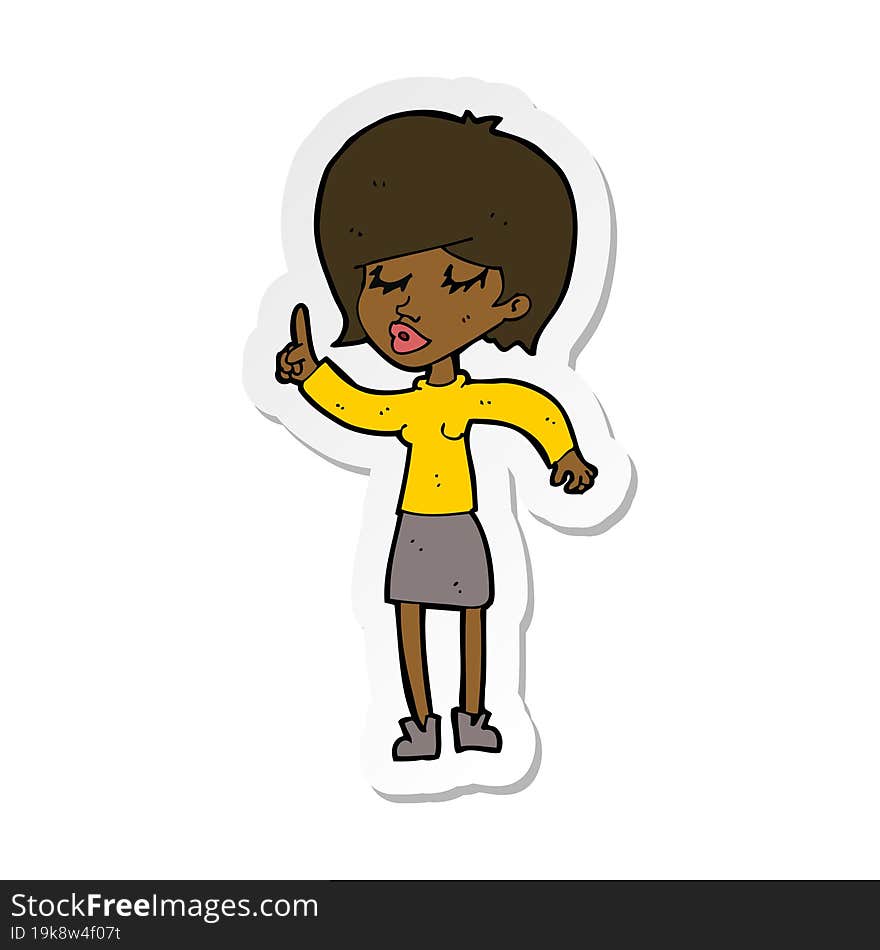 sticker of a cartoon woman with idea