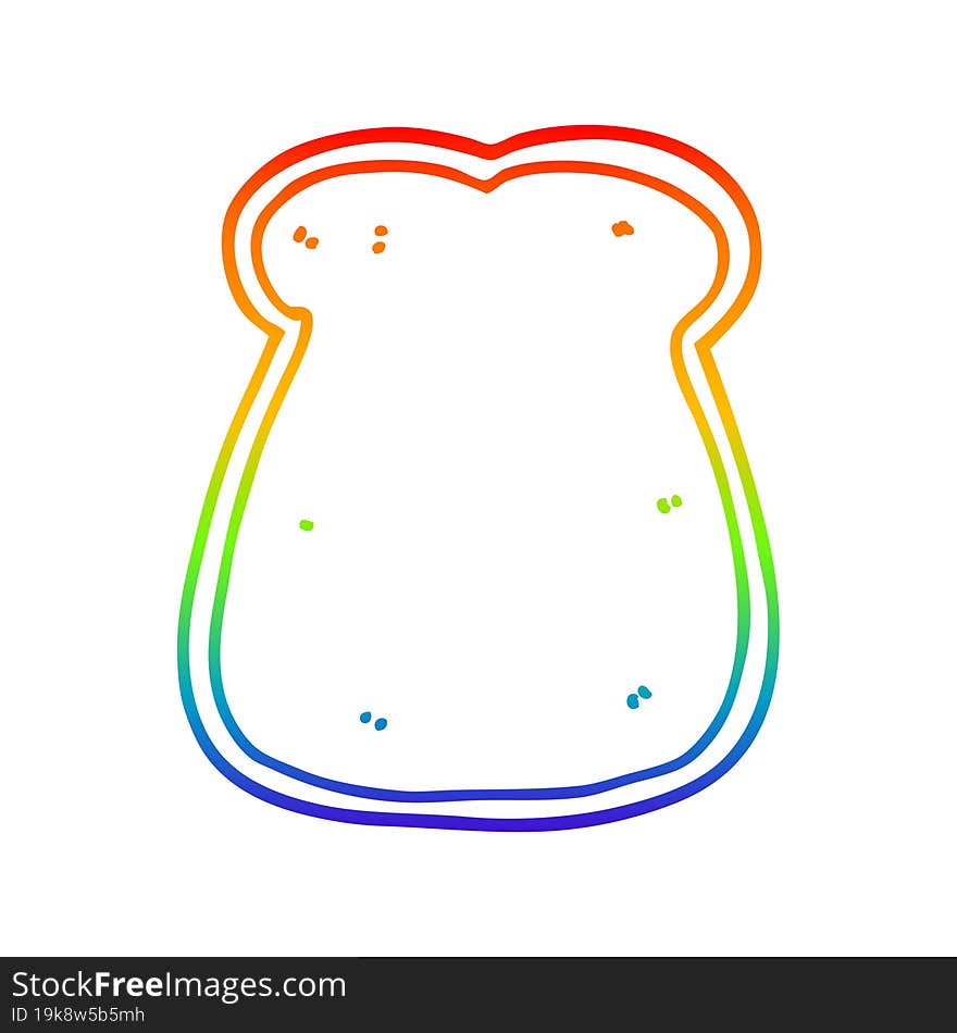 rainbow gradient line drawing of a cartoon slice of bread