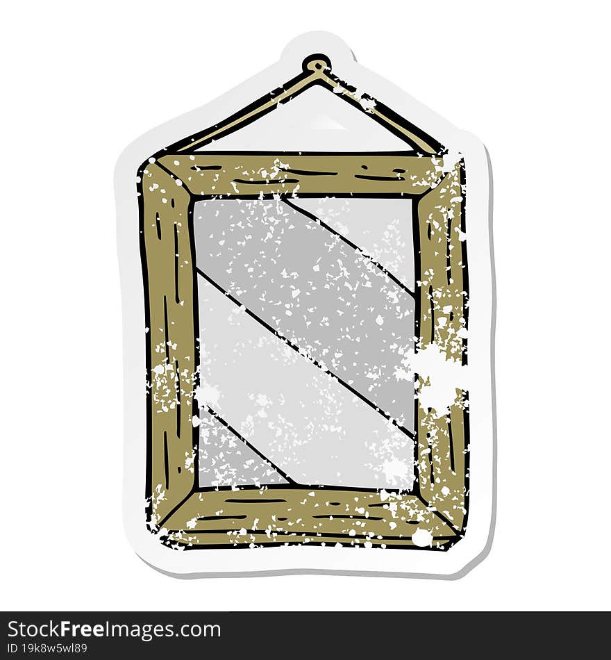 distressed sticker of a cartoon mirror