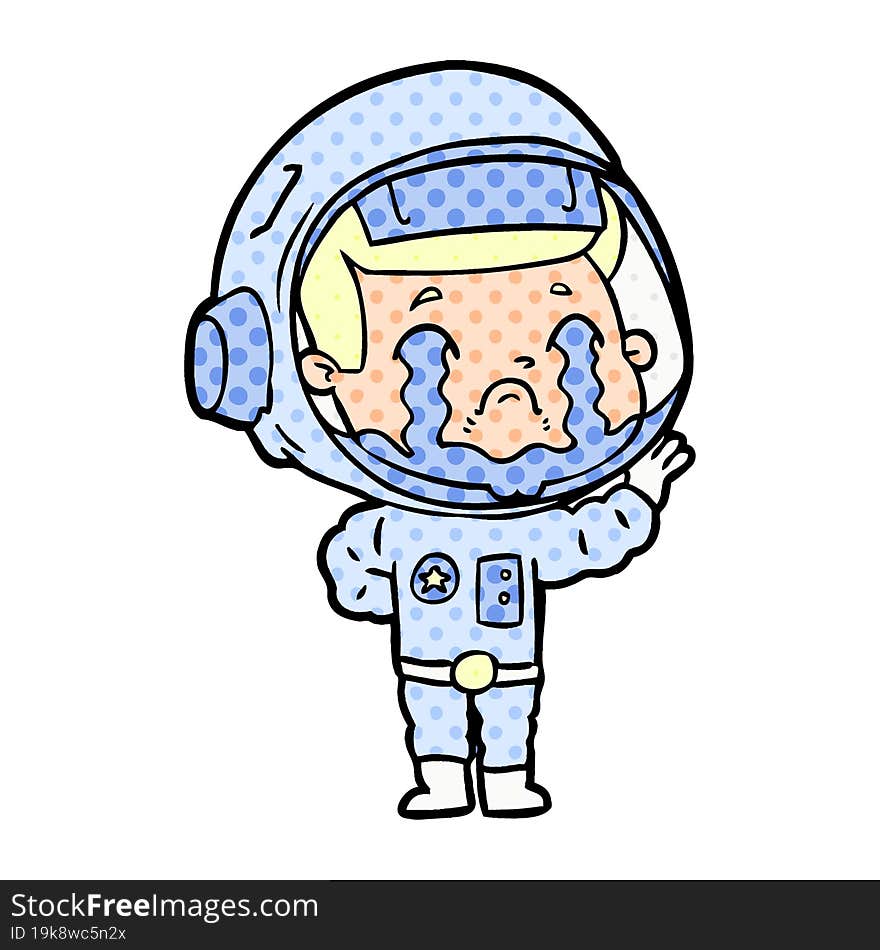 cartoon crying astronaut. cartoon crying astronaut