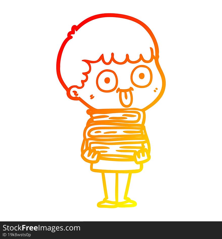 warm gradient line drawing cartoon man staring