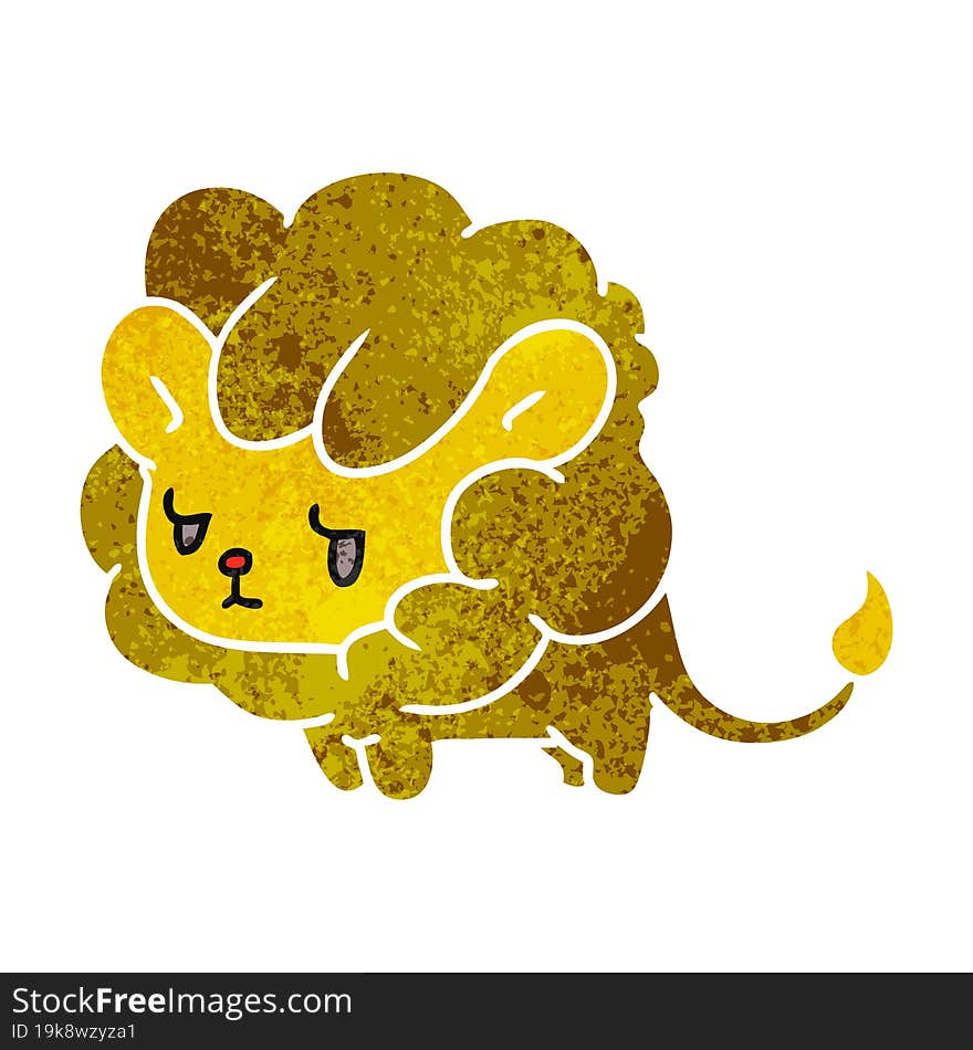 retro cartoon kawaii cute lion cub