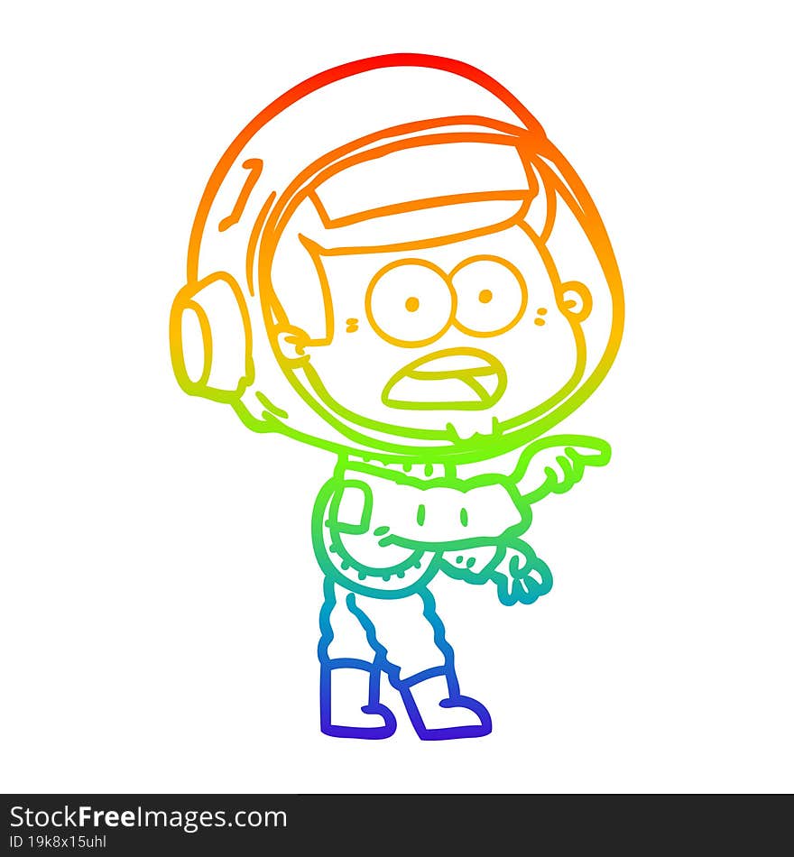 rainbow gradient line drawing cartoon surprised astronaut