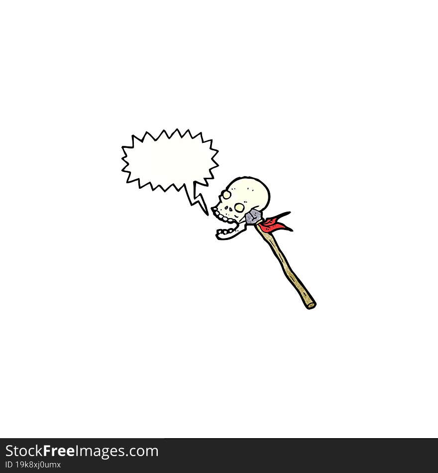 Cartoon Skull On Spear