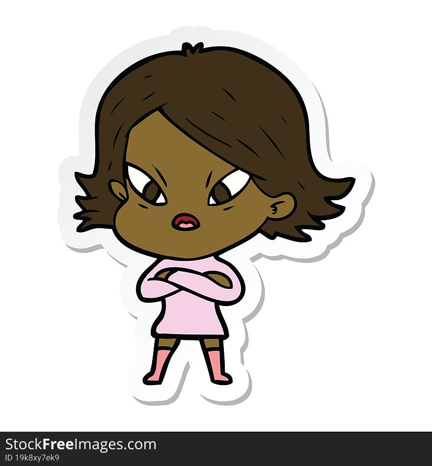 sticker of a cartoon stressed woman