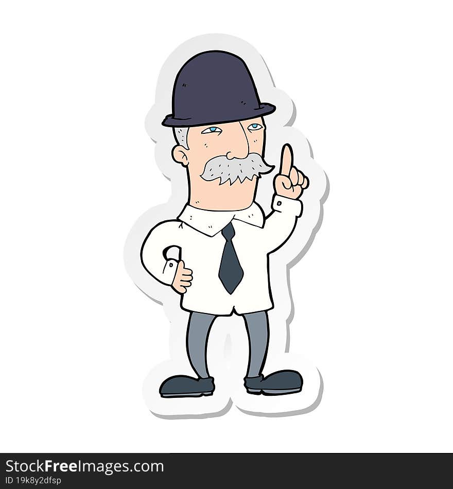 sticker of a cartoon man in bowler hat