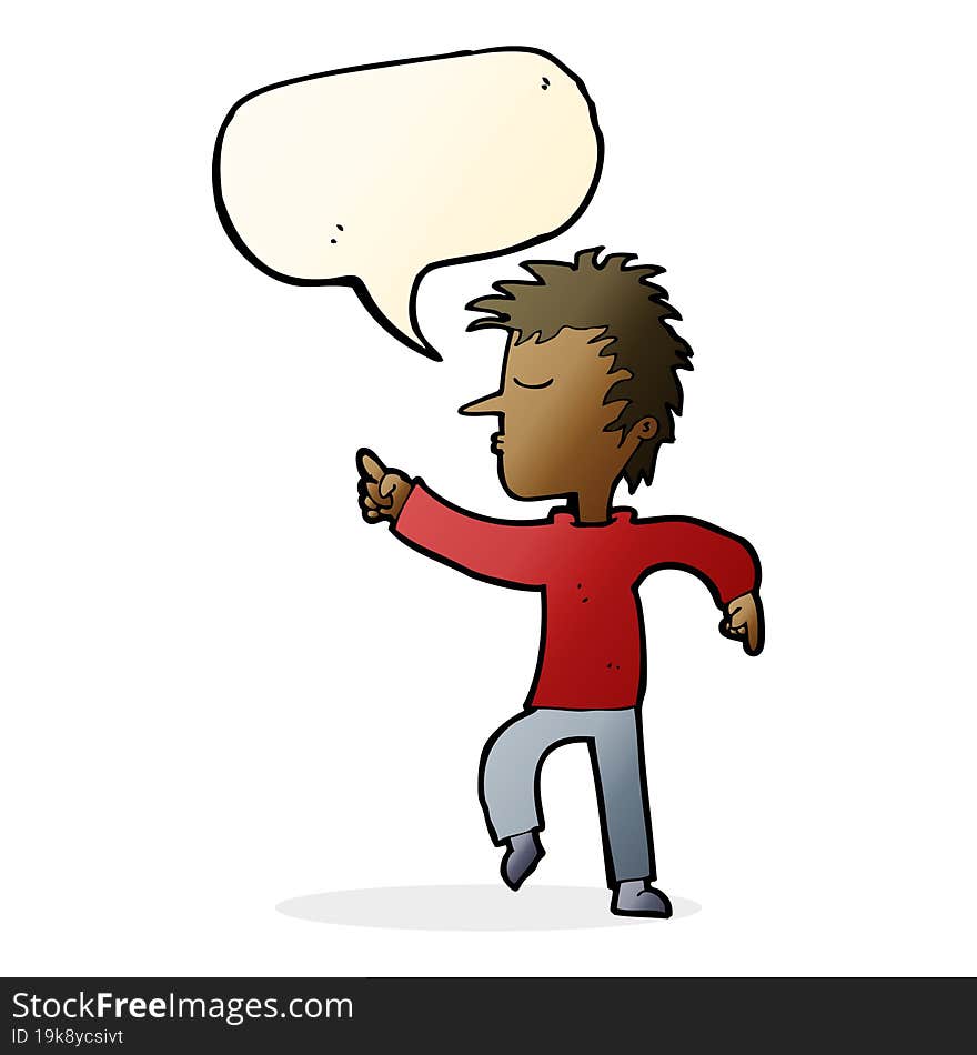 Cartoon Man Pointing With Speech Bubble