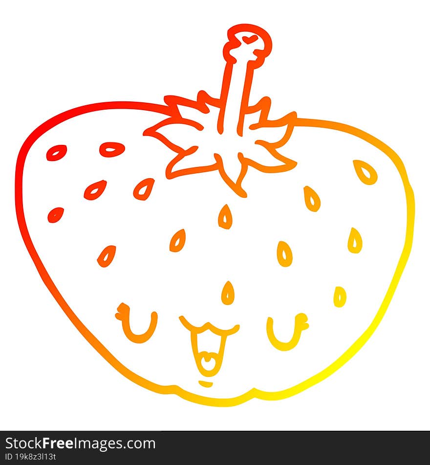 warm gradient line drawing of a cartoon strawberry