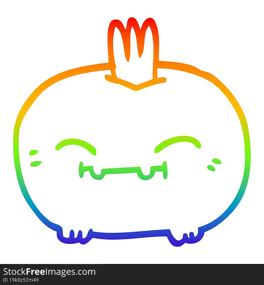 rainbow gradient line drawing cartoon happy root vegetable