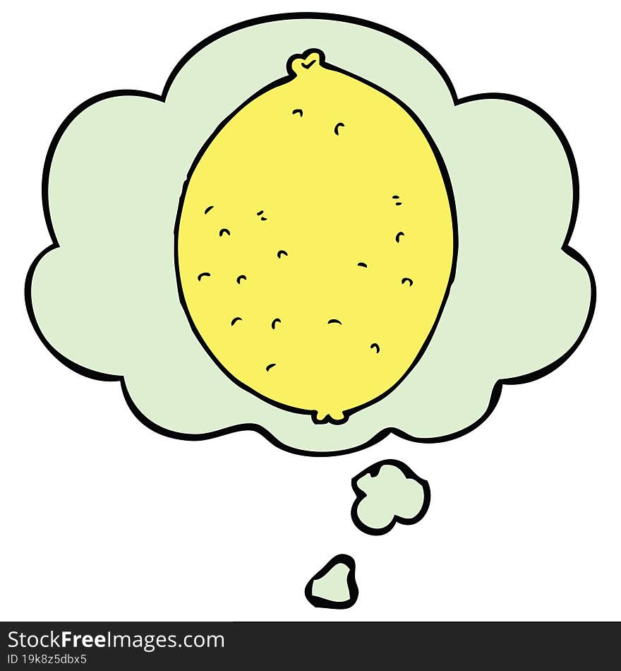 cartoon lemon and thought bubble