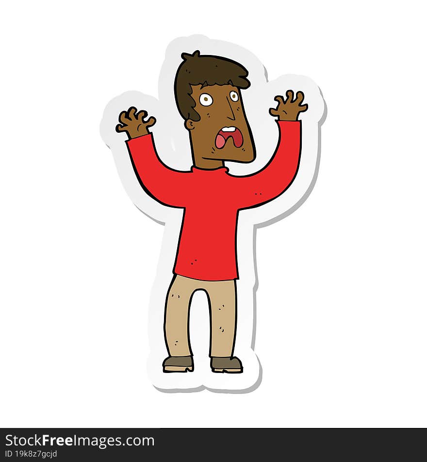 sticker of a cartoon frightened man