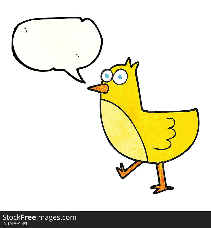 freehand speech bubble textured cartoon bird