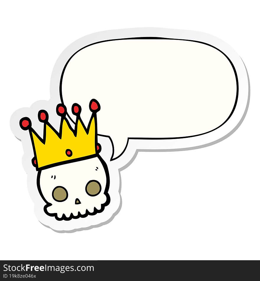 cartoon skull and crown and speech bubble sticker