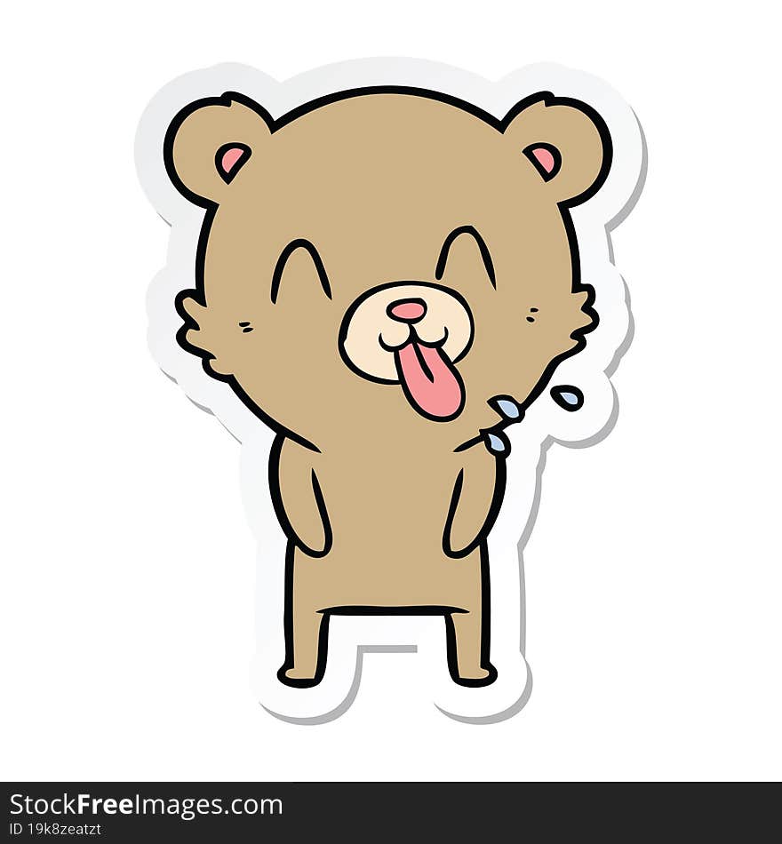 Sticker Of A Rude Cartoon Bear