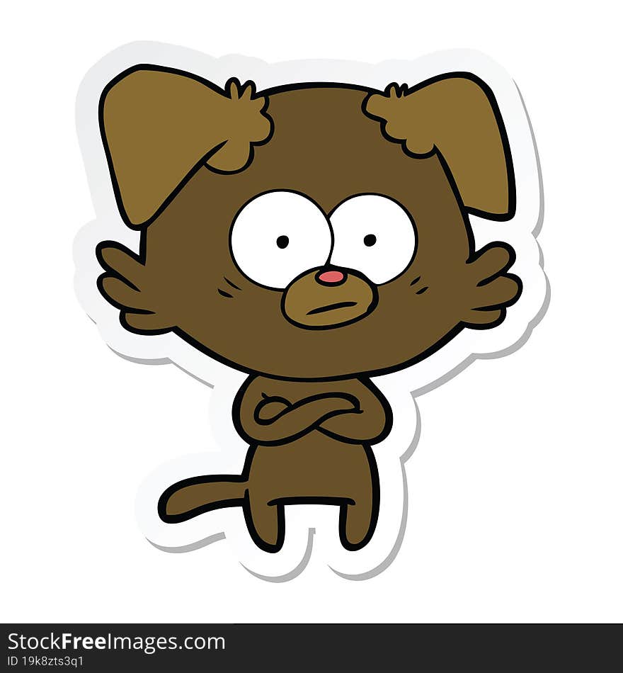 Sticker Of A Nervous Dog Cartoon