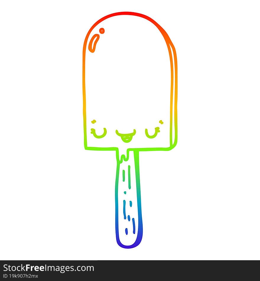 rainbow gradient line drawing cartoon ice lolly