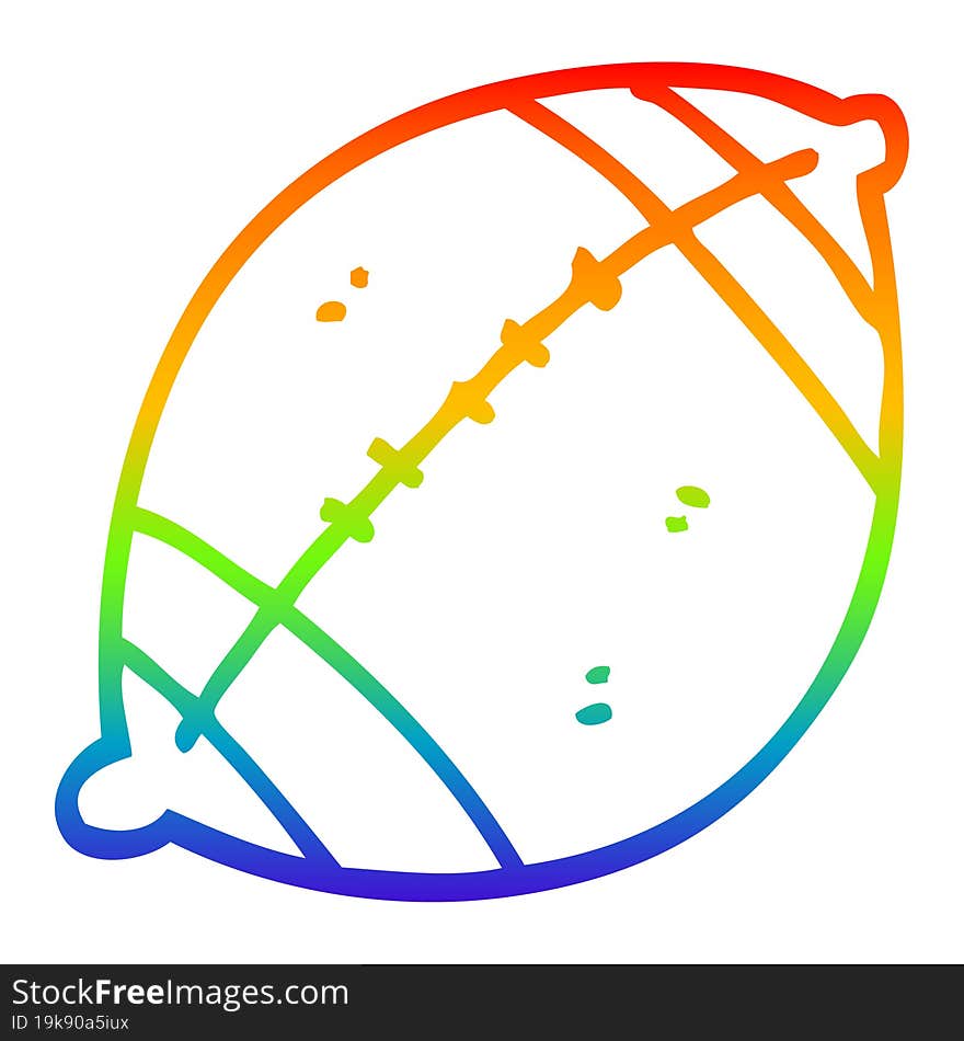 Rainbow Gradient Line Drawing Cartoon Football