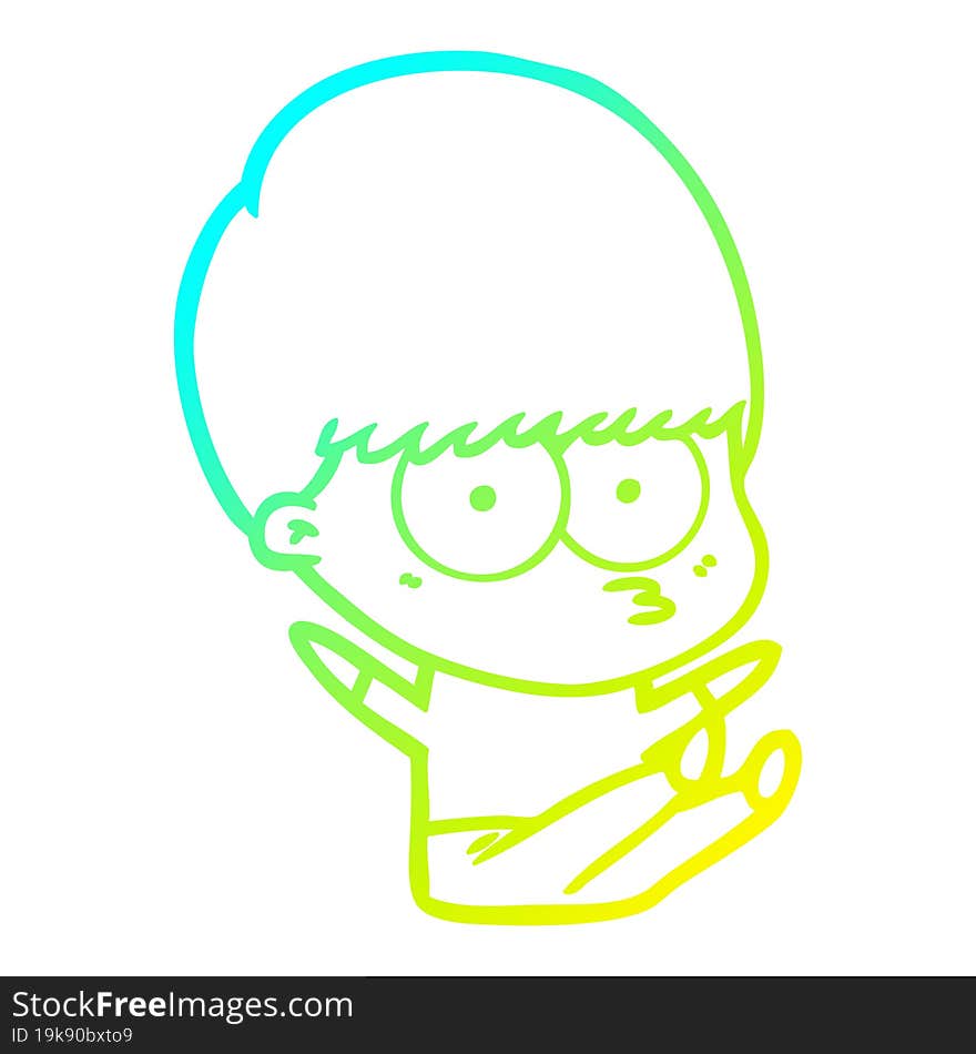 cold gradient line drawing nervous cartoon boy