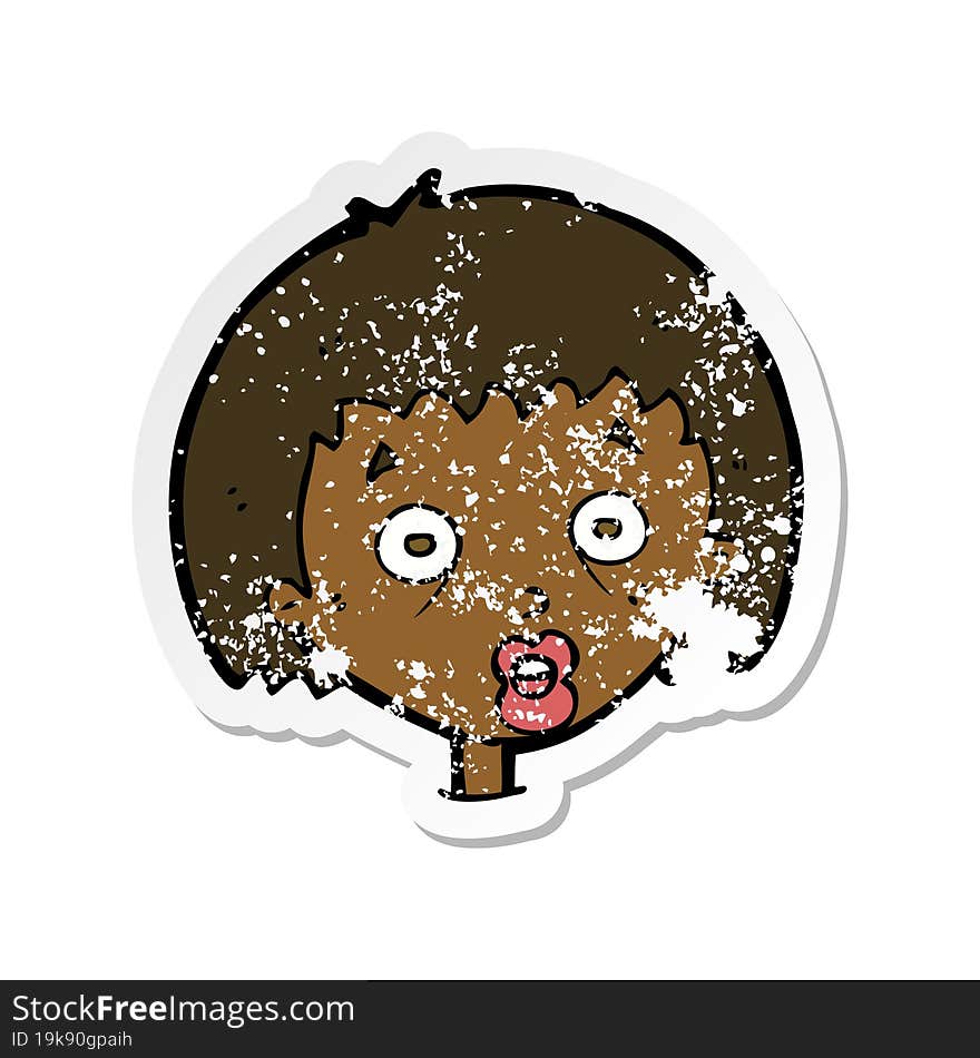 retro distressed sticker of a cartoon shocked woman