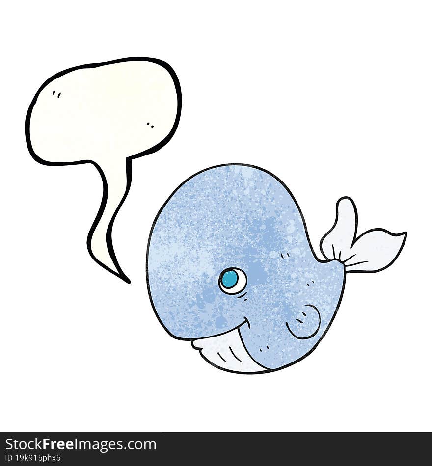 speech bubble textured cartoon happy whale