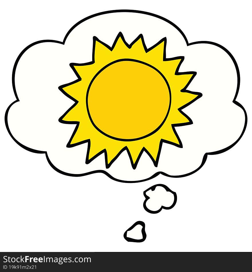 Cartoon Sun And Thought Bubble