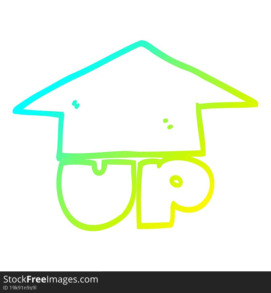 cold gradient line drawing cartoon up arrow