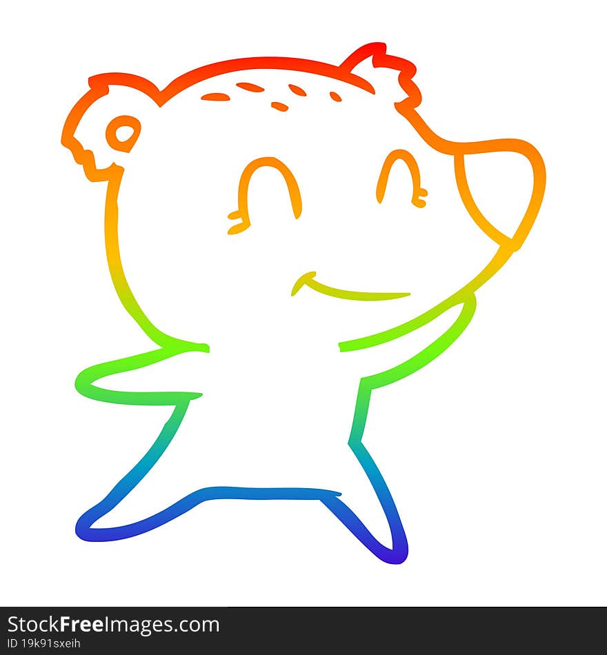 rainbow gradient line drawing friendly bear cartoon