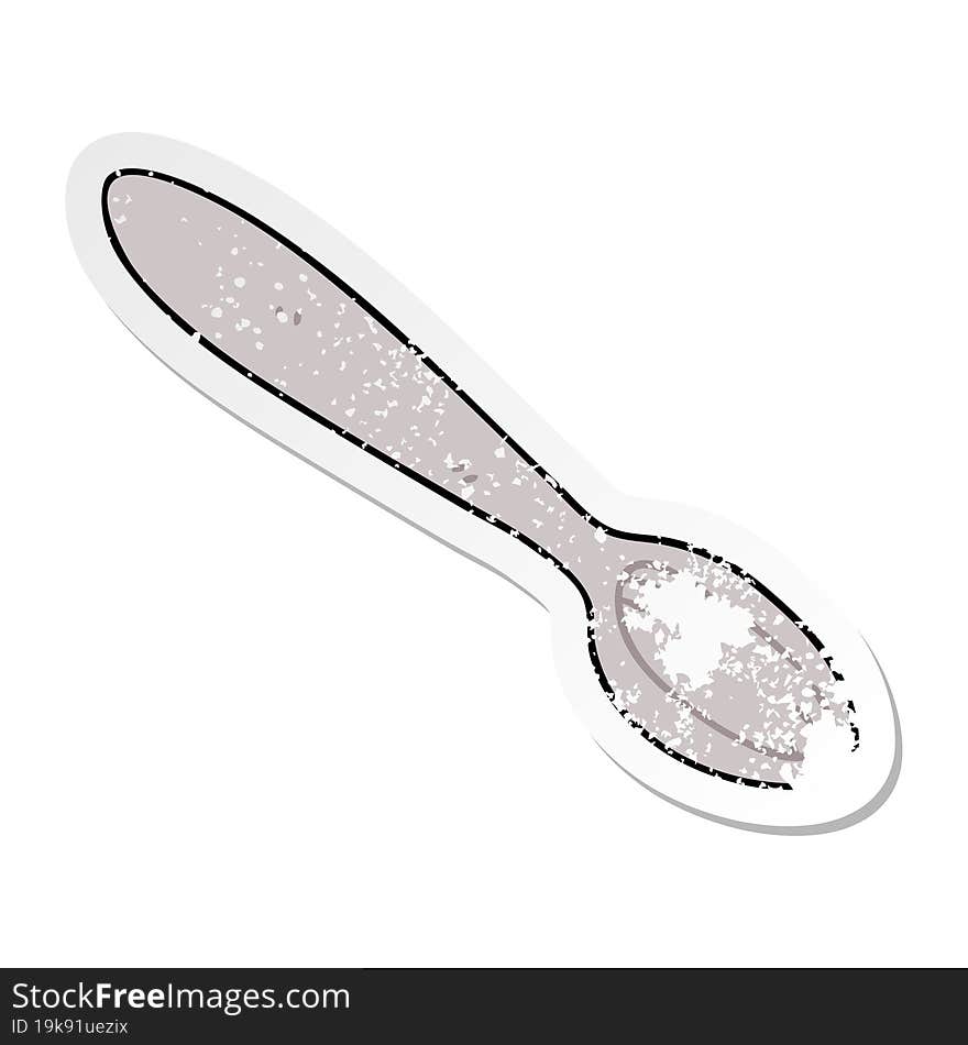 distressed sticker of a quirky hand drawn cartoon spoon