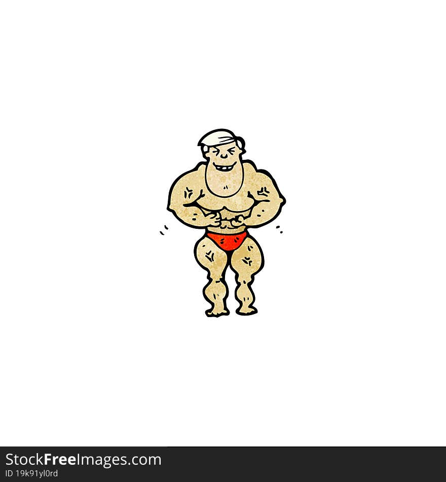 cartoon body builder man