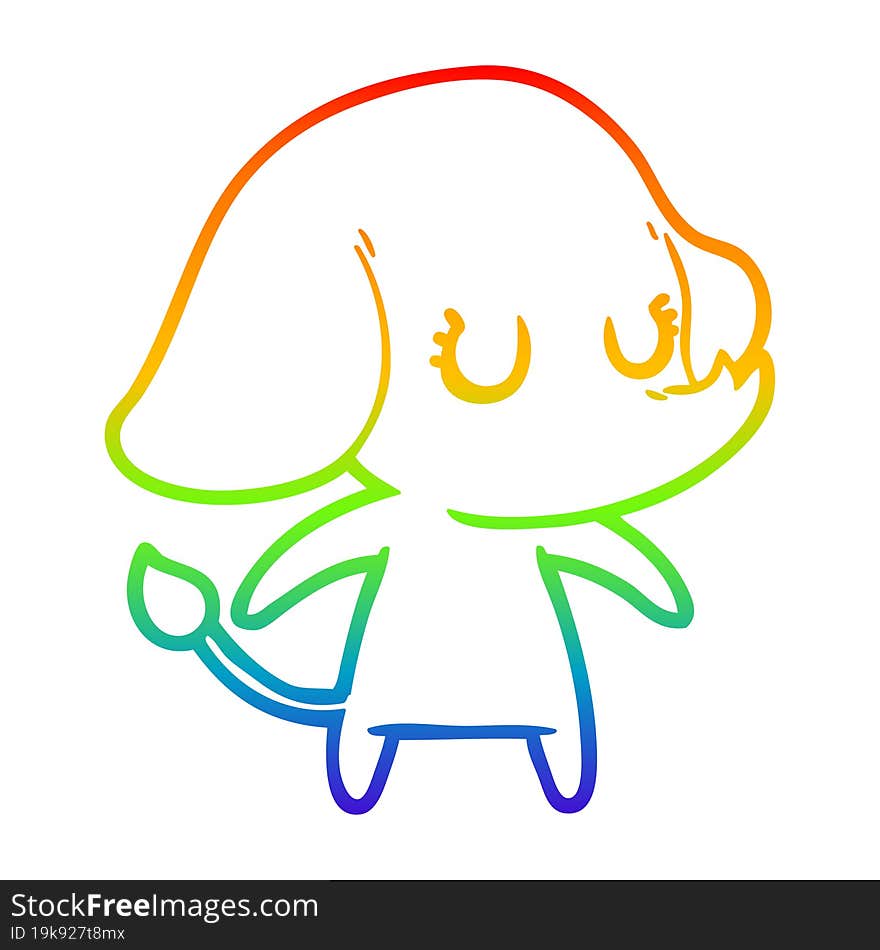 rainbow gradient line drawing cute cartoon elephant