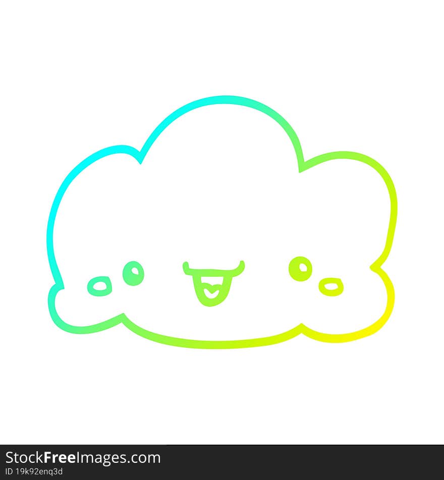 cold gradient line drawing of a cartoon cloud