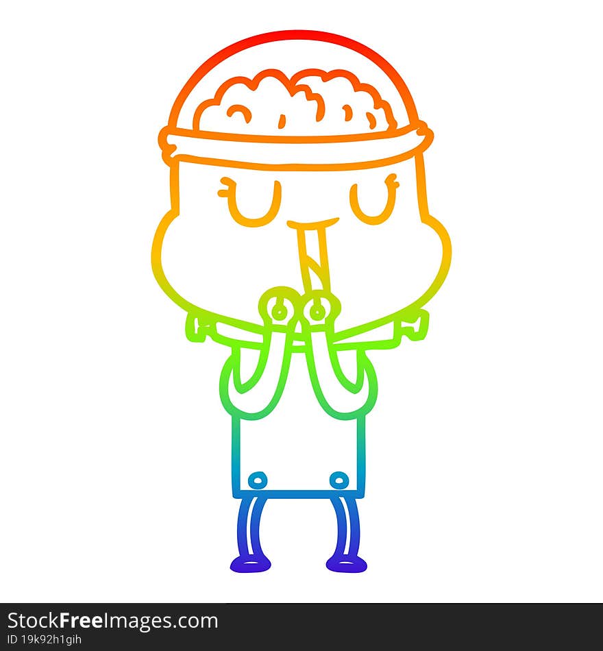 rainbow gradient line drawing of a happy cartoon robot