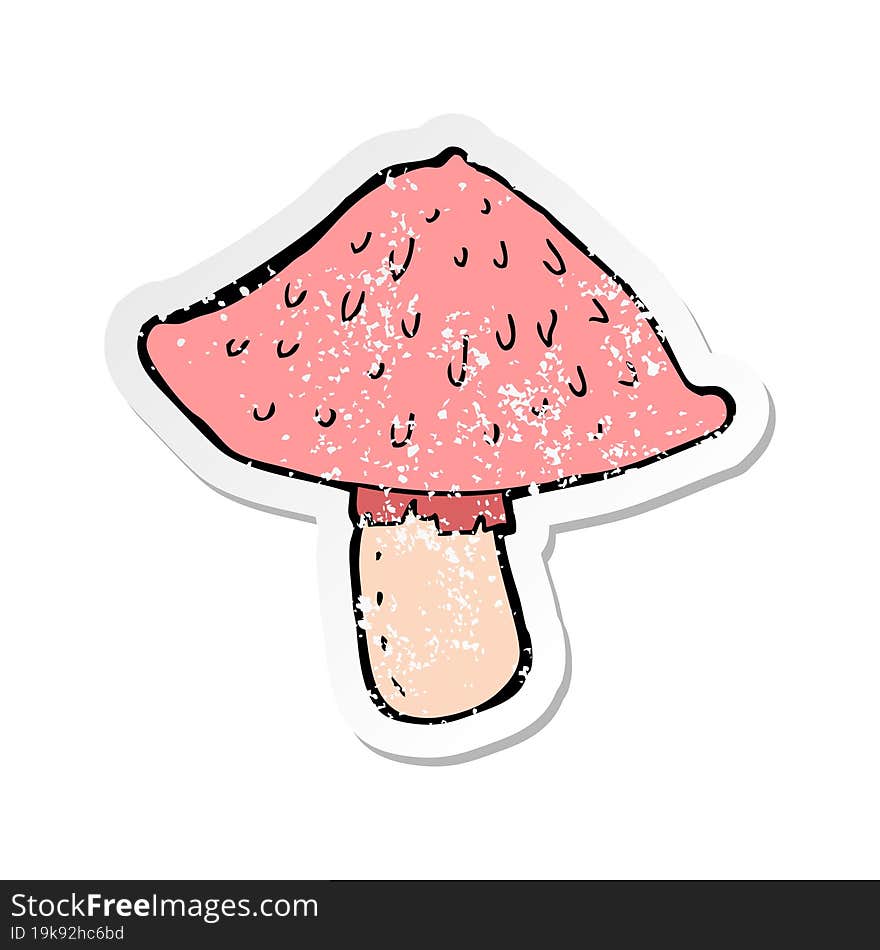 retro distressed sticker of a cartoon wild mushroom