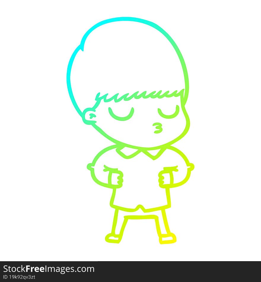 cold gradient line drawing cartoon calm boy