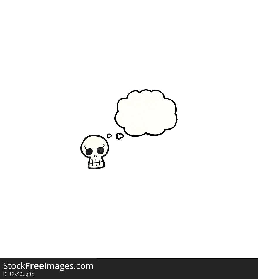 cartoon skull with thought bubble