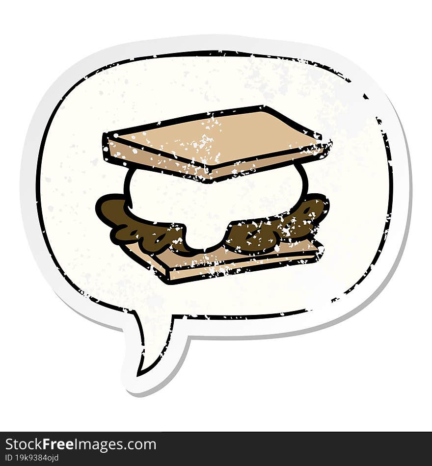 smore cartoon and speech bubble distressed sticker