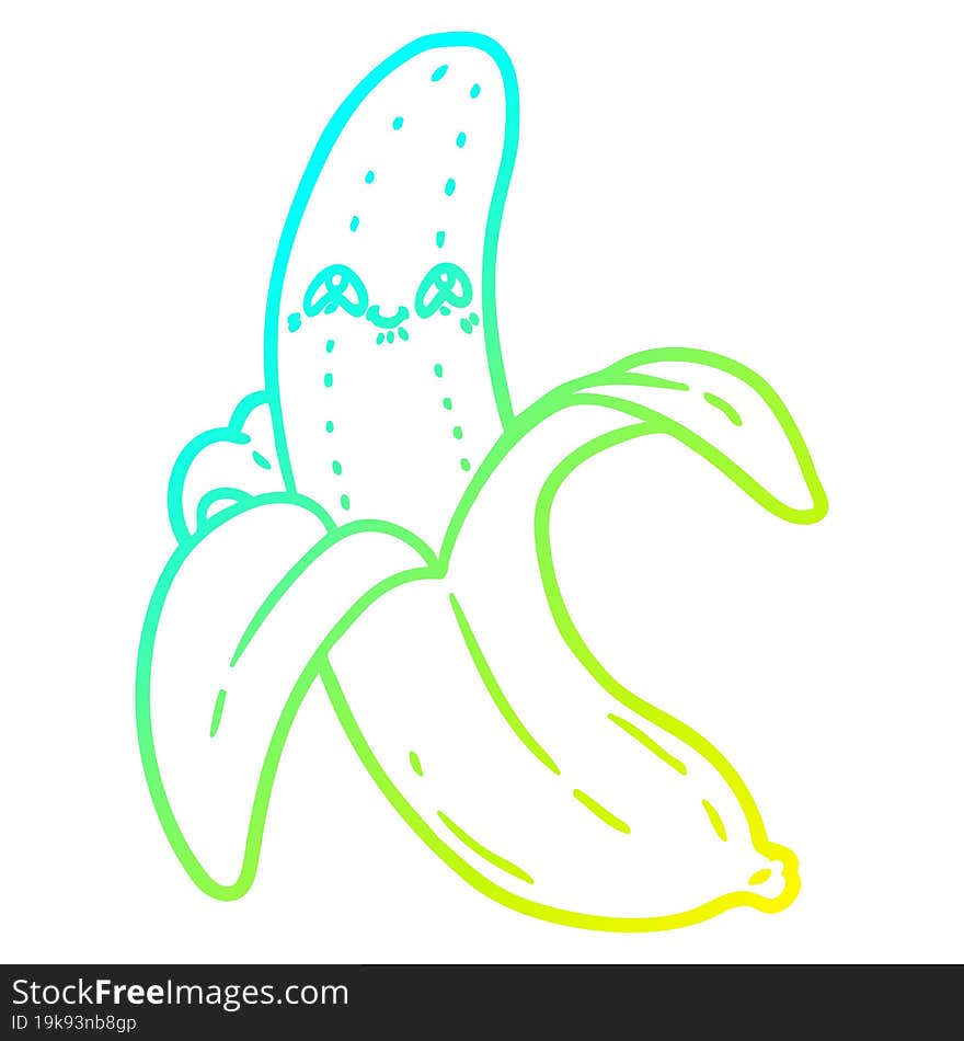 cold gradient line drawing cartoon crazy happy banana