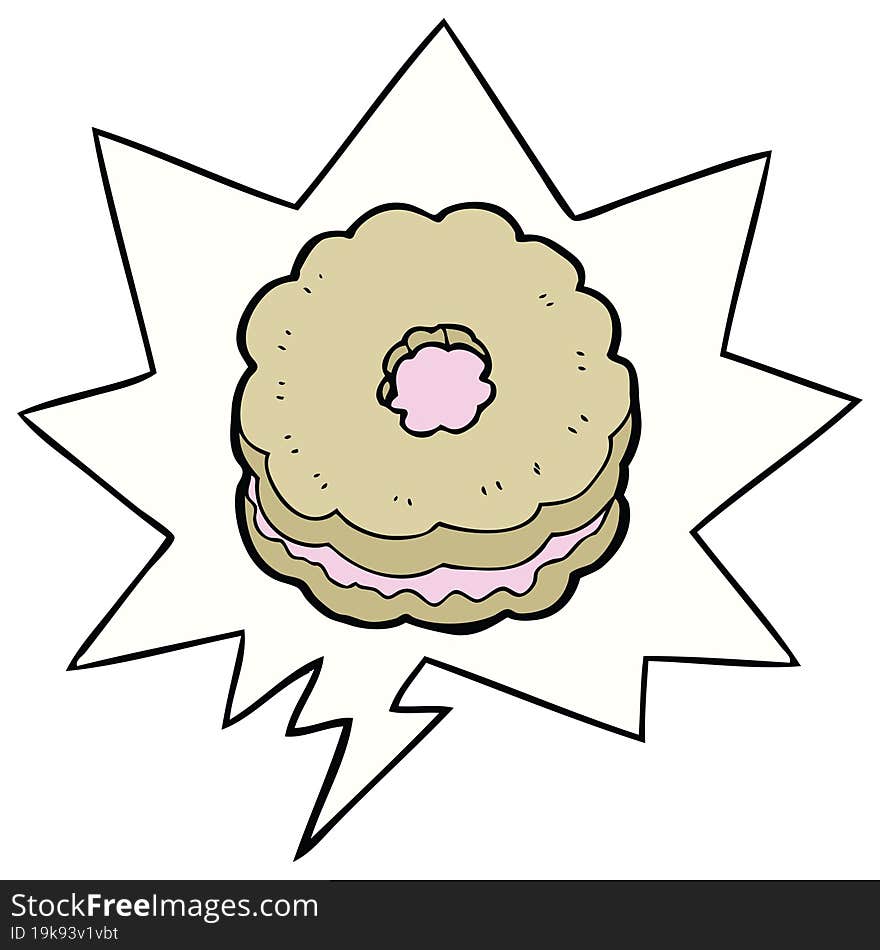 Cartoon Biscuit And Speech Bubble