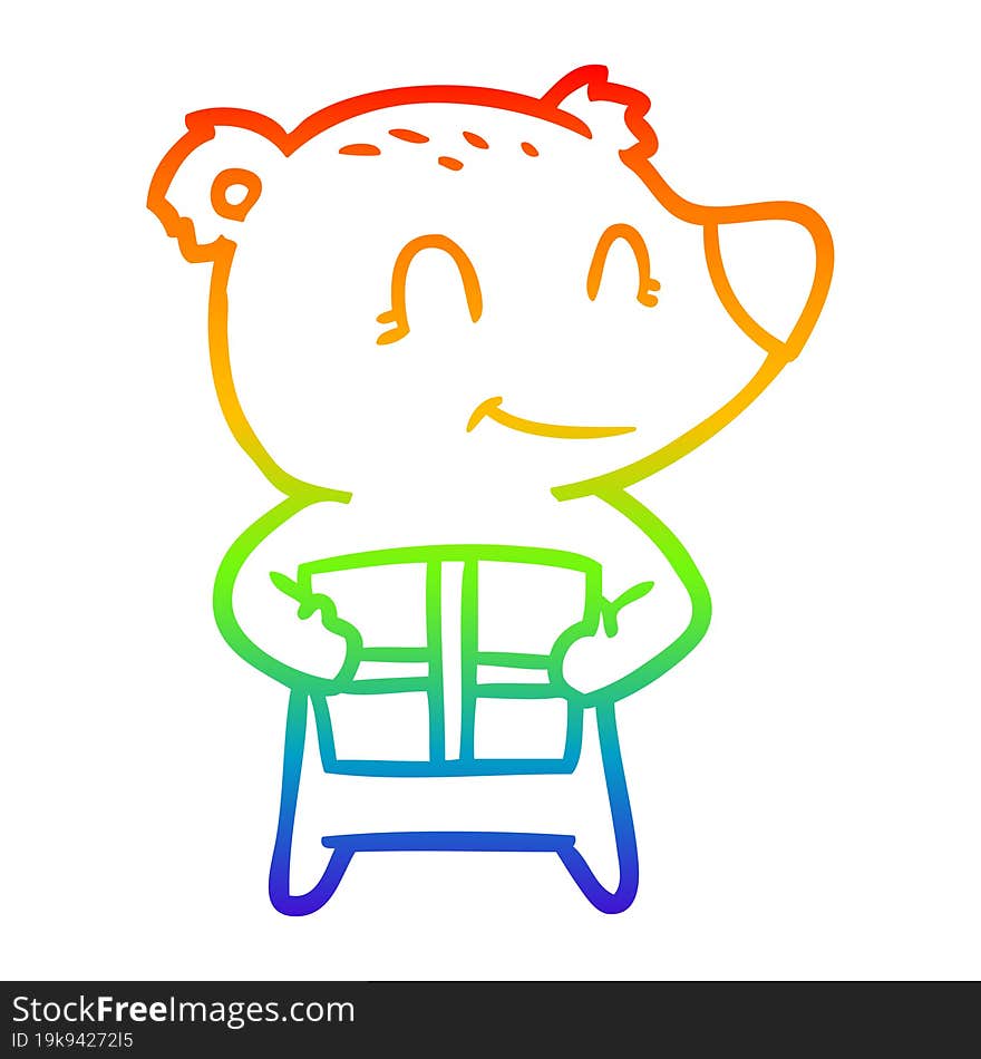 rainbow gradient line drawing christmas polar bear cartoon