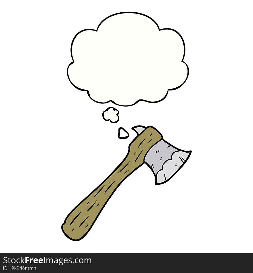 cartoon axe and thought bubble