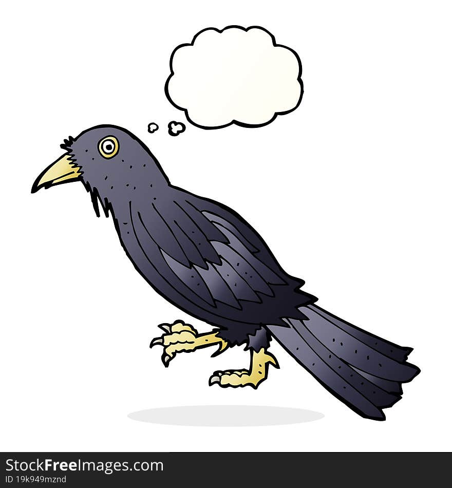 Cartoon Crow With Thought Bubble