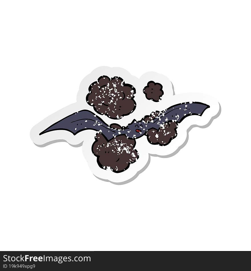 retro distressed sticker of a cartoon bat