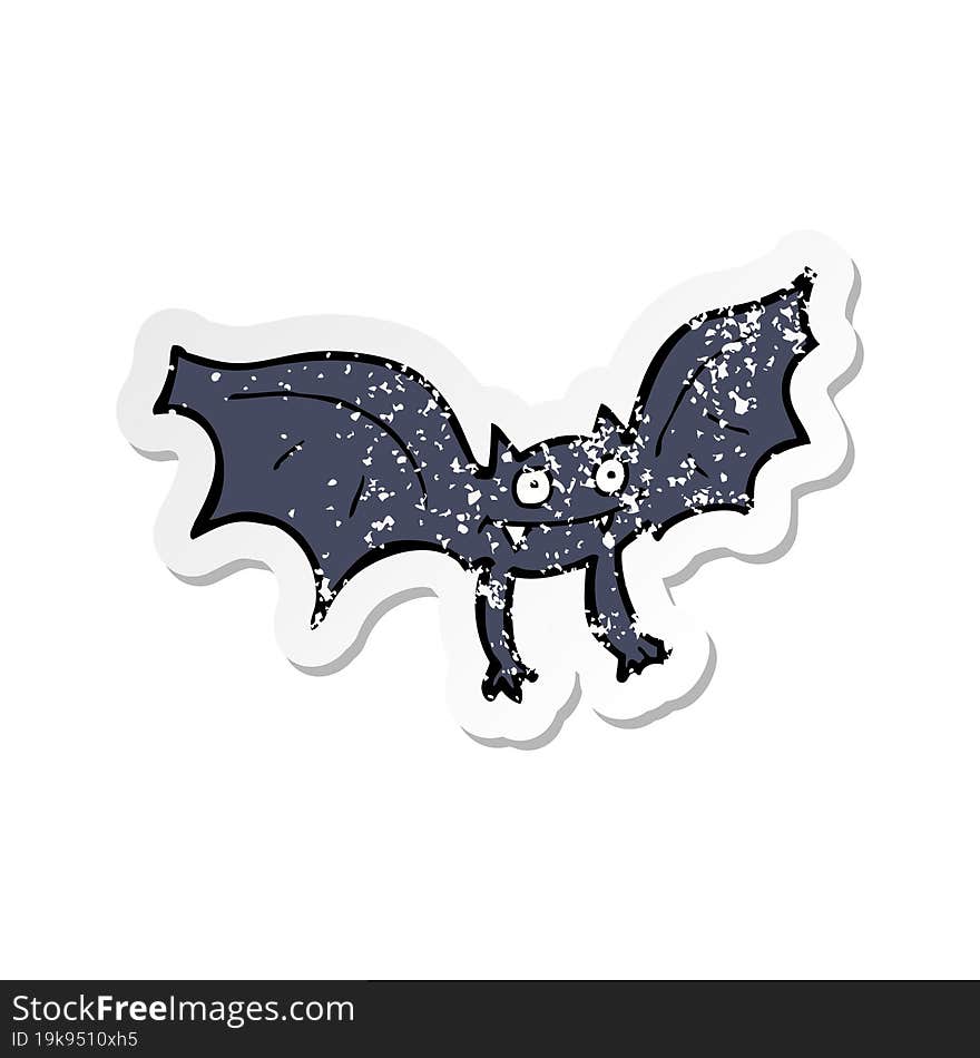 retro distressed sticker of a cartoon vampire bat