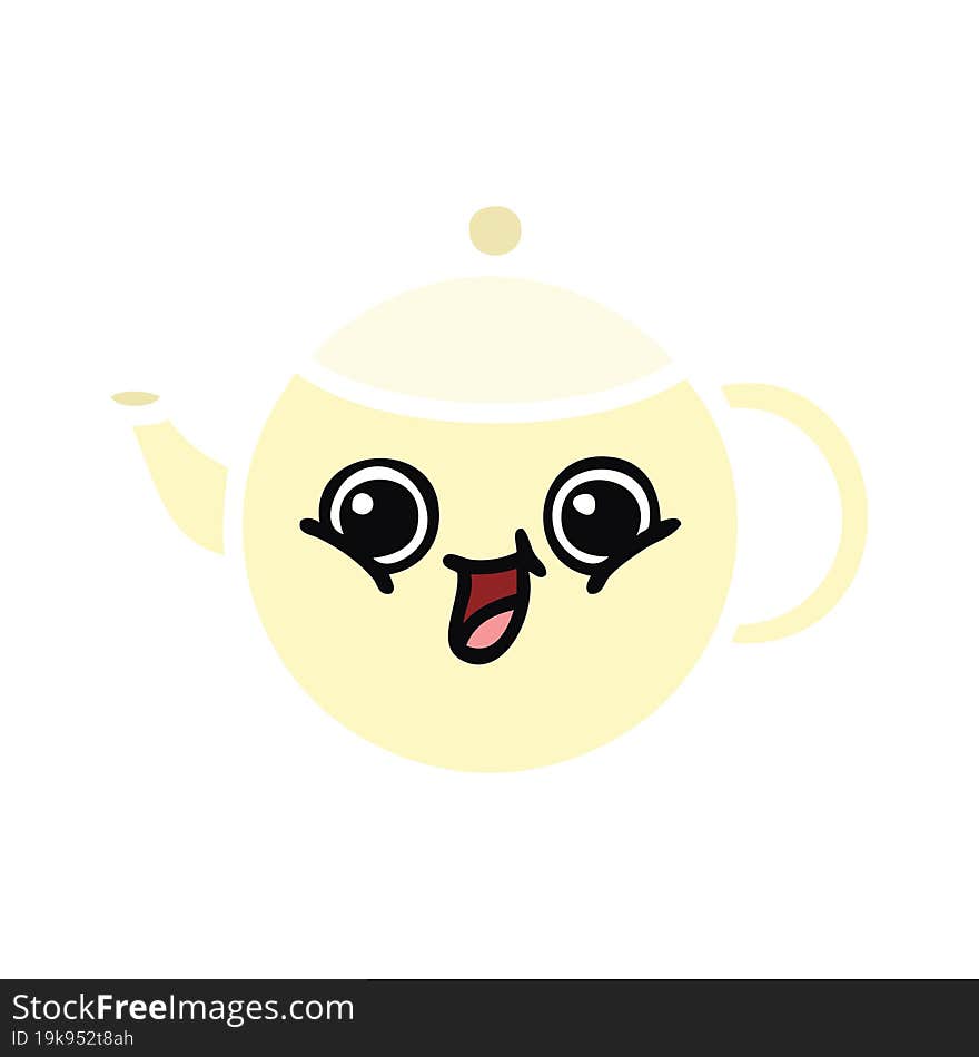 Flat Color Retro Cartoon Tea Pot