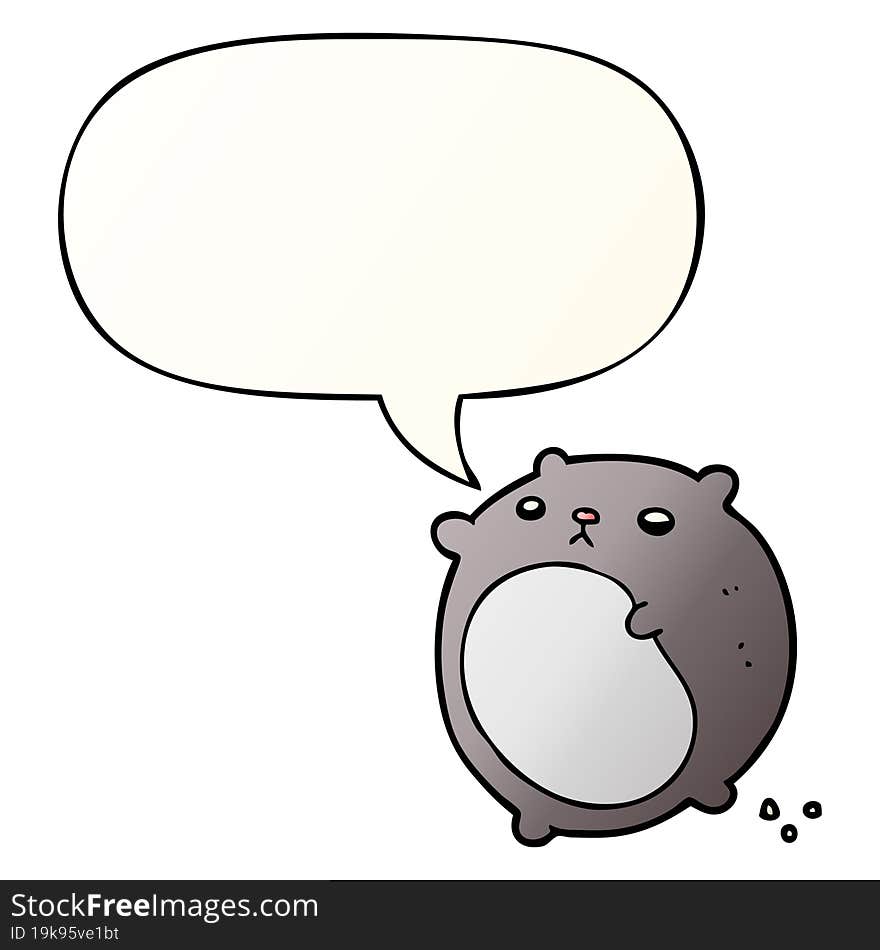 cartoon bear and speech bubble in smooth gradient style